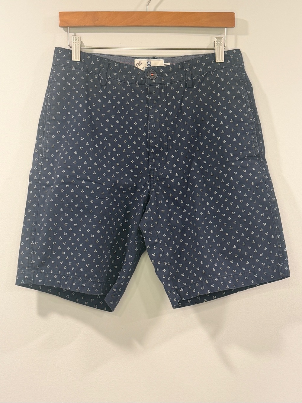 Steel & Jelly Men's Navy Anchor-Print Flat Front Shorts Size 30